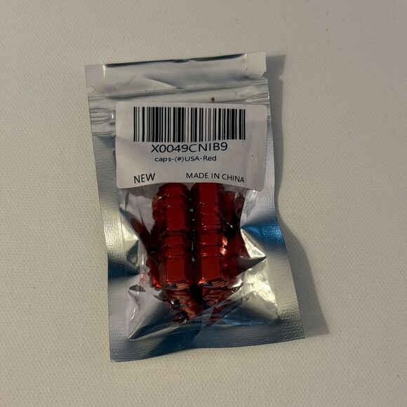 American Flag Valve Stem Caps in Red  Set of 4 NWT - Picture 4 of 4
